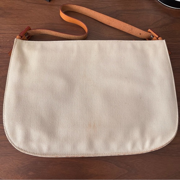 AUTHENTIC FENDI NATURAL CANVAS HOBO SHOULDER BAG WITH LEATHER TRIM, ITALY - Picture 2 of 9